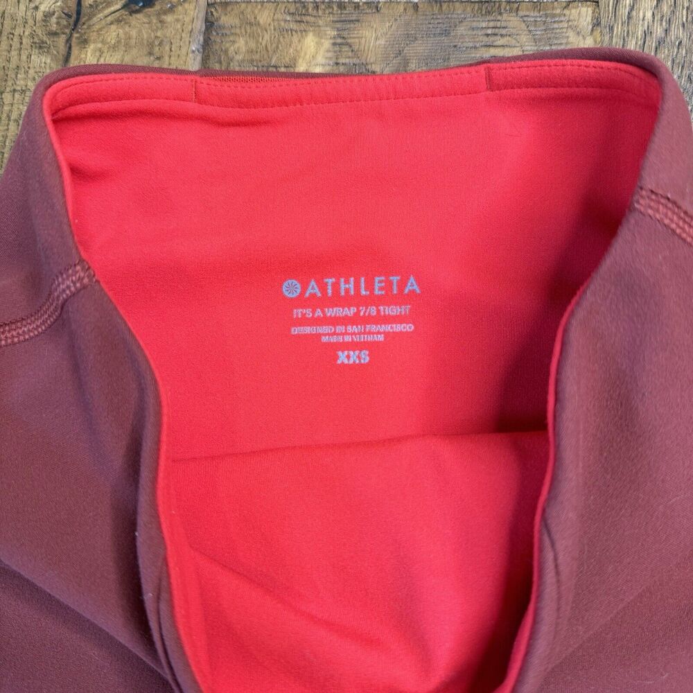 Lot of 3 Athleta Legging Bundle 7/8 Tight Womens Size XXS Burgundy, Orange - Picture 7 of 11